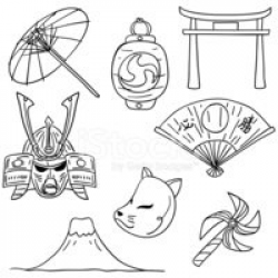 Japanese Culture Element IN Black and White stock vectors ...