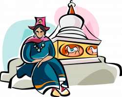 Ladakhi Woman in Traditional Dress - Vector Image