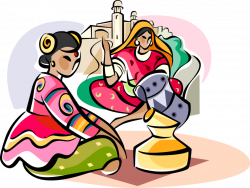 Indian Women in Traditional Dress - Vector Image