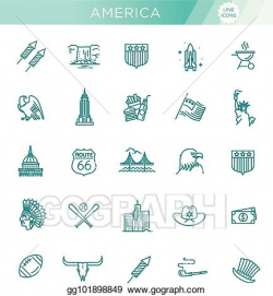 Clip Art Vector - American culture icons, culture signs of ...