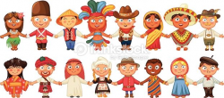 Different culture standing together holding hands. Brazil ...