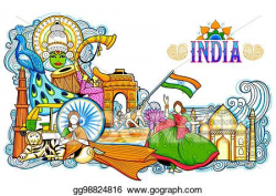 Vector Clipart - India background showing its incredible ...