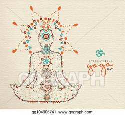 EPS Illustration - Yoga day card of lotus pose meditation ...
