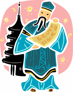 Taoism Religious Priest with Tao Pagoda - Vector Image