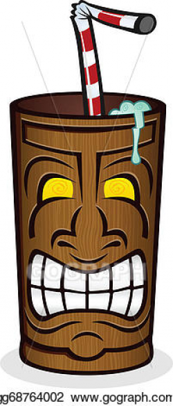 Vector Art - Tiki drink cup cartoon character. Clipart ...