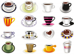 Coffee cups vector. Set of 16 cute vector coffee cups for ...