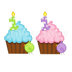 First Birthday Cupcake Cute Digital Clipart, First Birthday Clip art, Baby  Shower Graphics, First Birthday Cupcake Illustration, #143