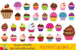Cute assorted cupcakes clipart - vector | From Our Designers ...