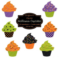 Halloween cupcake clipart, mix and match to create your own including  cupcake bottoms, frosting and sprinkles