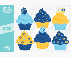 Hanukkah Clip Art, Cupcakes Clipart, Holiday Cupcakes Clip Art - Commercial  Use, Instant Download