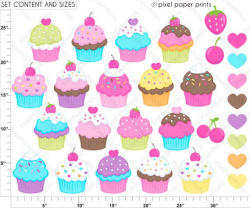 Cupcake clipart- SWEET CUPCAKES - Digital paper and clip art ...