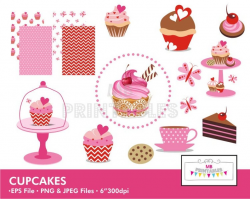 CUPCAKE Clip art, Cupcake Clipart Vector File, cute cupcakes clipart, tea  party clip arts, Instant Download, cupcake digital paper set