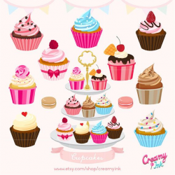 Cupcakes Cake Digital Vector Clip art/ Muffin Digital ...