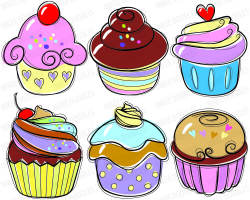 Cupcake Doodles Clip Art - candy cherry sweet chocolate ...