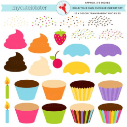 Cupcake Clipart Set - build your own cupcake, icing ...