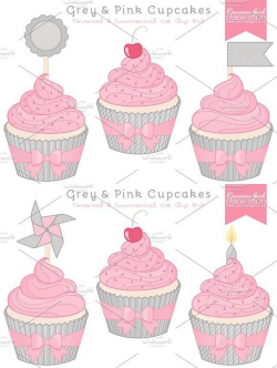 Grey & Pink Cupcake Clipart #girly | Pink Graphic Design in ...