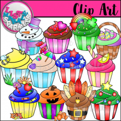 Seasons and Holidays Cupcake of the Month Clipart | ***All ...