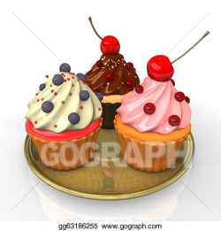 Stock Illustration - Three cupcakes. Clipart Illustrations ...