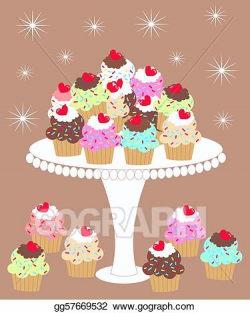 Drawing - I love cupcakes. Clipart Drawing gg57669532 - GoGraph