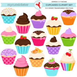 Cupcakes Clipart Set - clip art set of assorted cupcakes, cupcake, cake,  cupcakes - personal use, small commercial use, instant download