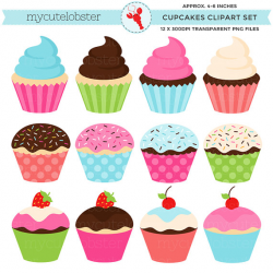 Cupcakes Clipart Set - clip art set of cupcakes - personal ...