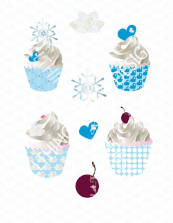 Ice Blue Cupcake Clip Art/Snowflake Clip Art | Digital ...