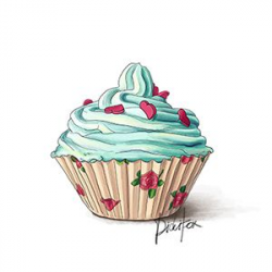 Vintage Roses Blue Cupcake $7 | cupcakes for graphics ...
