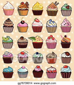 EPS Illustration - Different colorful cupcakes. Vector ...