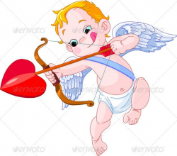 Illustration of a Valentines Day Cupid ready to shoot his ...