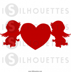 Clipart of Silhouetted Red Cupids Holding a Heart by BNP ...