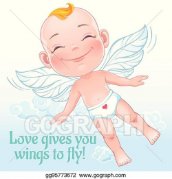 Vector Clipart - Flying happy cupid. Vector Illustration ...