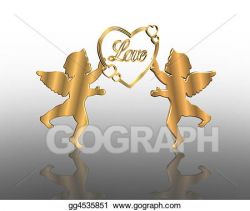 Stock Illustration - Valentines day golden cupids 3d ...