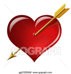 Stock Illustration - Red heart with an arrow of the cupid ...