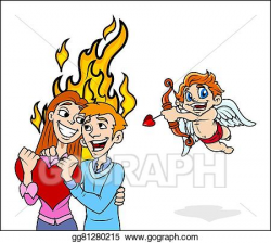 Vector Stock - Romantic couple with cupid. Clipart ...