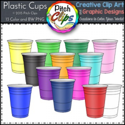 Plastic Cups Clip Art (Clip Art) - 12 Colors +BW! Commercial ...