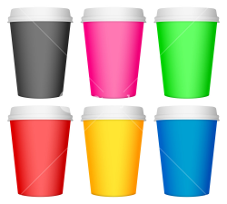 Plastic color coffee cup set on a white background. Royalty ...