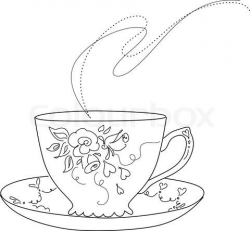free sketch of fancy tea cup and saucer | Stock vector of ...
