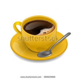 Yellow cup of coffee. Vector clip art illustration. | Cup of ...