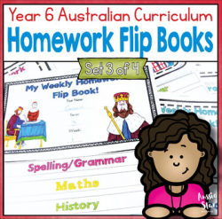 Year 6 Homework Flip Books For a Whole Term! Set 3 - Australian Curriculum.