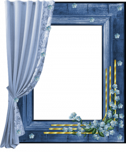 Blue Transparent PNG Frame with Curtain | шаблон для фотошопа ...