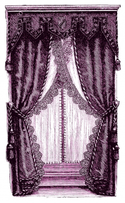 Vintage Clip Art - Fancy Victorian Curtains -Draperies ...