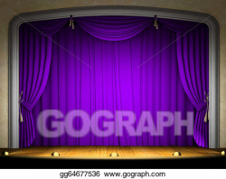Stock Illustration - Empty stage with violet curtain in ...