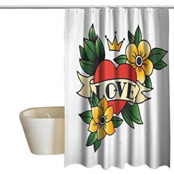 Amazon.com: EwaskyOnline Tattoo Decor Flower Shower Curtain ...