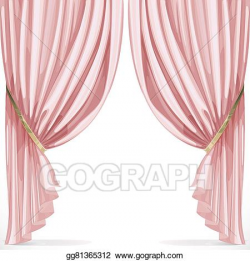 Vector Clipart - Pink curtain collected in folds ribbon ...
