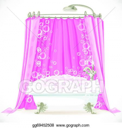 Vector Clipart - Vintage claw-foot bathtub and a pink ...