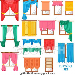 EPS Illustration - Window curtains and blinds set. Vector ...