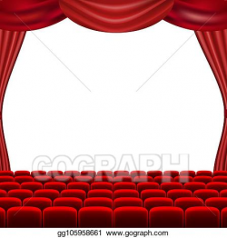 EPS Vector - Cinema screen with red curtains. Stock Clipart ...