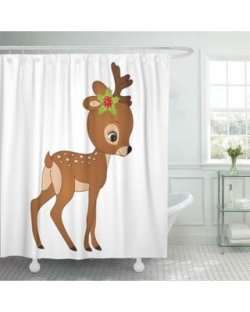 PKNMT PKNMT Brown Clipart Cute Cartoon Baby Deer Fawn Reindeer Adorable  Animal Antler Waterproof Bathroom Shower Curtains Set 66x72 inch from  Walmart ...