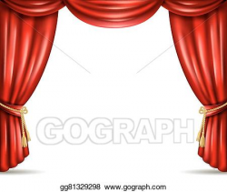 Vector Clipart - Theater curtain open flat banner ...