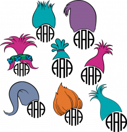 Trolls Hair Monogram Frame SVG Cut File Set | svg files | Pinterest ...